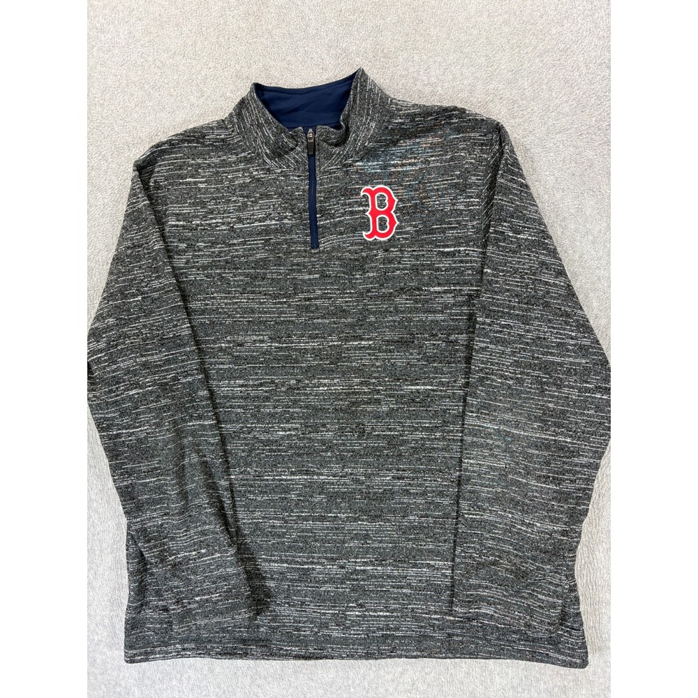 Boston Red Sox Screened Logo 1/4 Zip Dugout Pullover (Men's XL) Gray